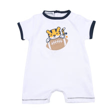  Tiger Football Applique Navy-Orange Short Playsuit - Magnolia BabyShort Playsuit