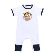  Tiger Football Applique Navy-Orange Short Sleeve Playsuit - Magnolia BabyPlaysuit
