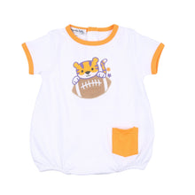  Tiger Football Applique Orange-Purple Short Sleeve Bubble - Magnolia BabyBubble