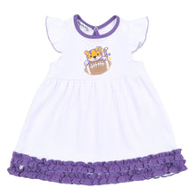  Tiger Football Applique Purple-Gold Flutters Dress - Magnolia BabyDress