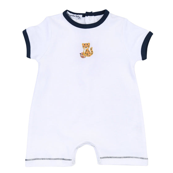 Tiger Football Navy-Orange Embroidered Short Playsuit - Magnolia BabyShort Playsuit