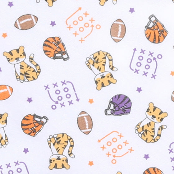 Tiger Football Orange-Purple Printed Short Sleeve Dress - Magnolia BabyDress