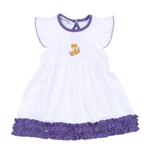  Tiger Football Purple-Gold Embroidered Flutters Dress - Magnolia BabyDress