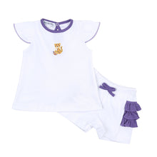  Tiger Football Purple-Gold Embroidered Ruffle Flutters Short Set - Magnolia BabyShort Set