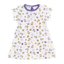  Tiger Football Purple-Gold Printed Short Sleeve Dress - Magnolia BabyDress