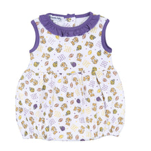  Tiger Football Purple-Gold Printed Sleeveless Girl Bubble - Magnolia BabyBubble