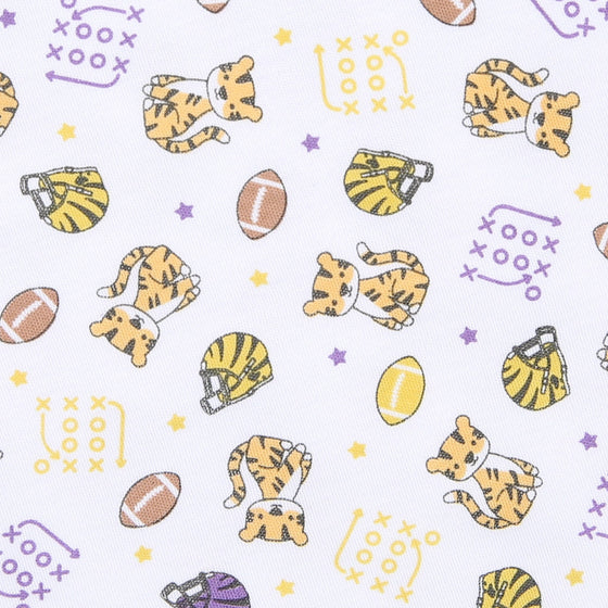 Tiger Football Purple-Gold Printed Sleeveless Short Playsuit - Magnolia BabyShort Playsuit