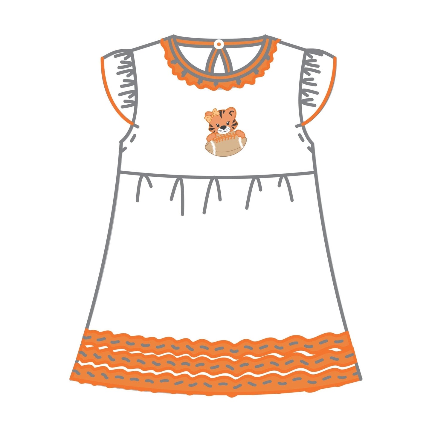 Tiger Pride Applique Dress - Orange - Magnolia BabyDress