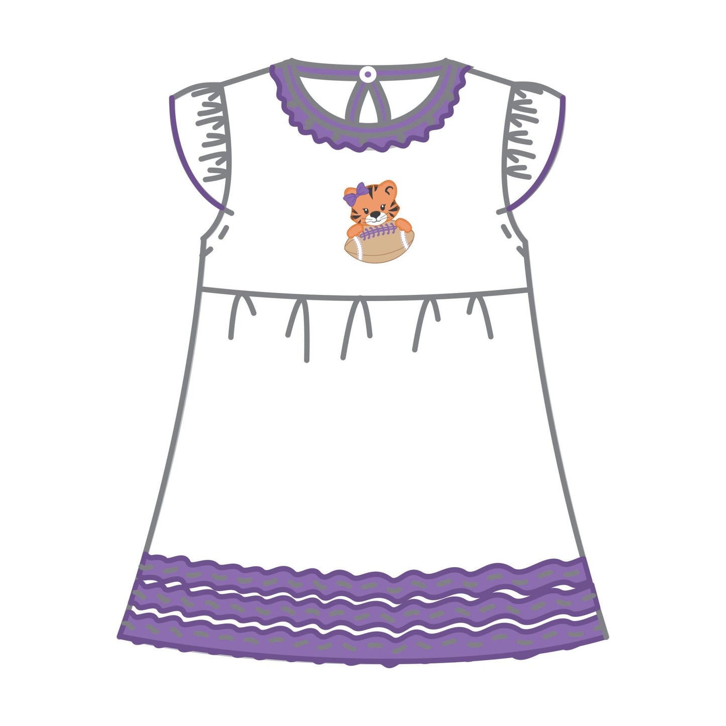 Tiger Pride Applique Dress - Purple - Magnolia BabyDress