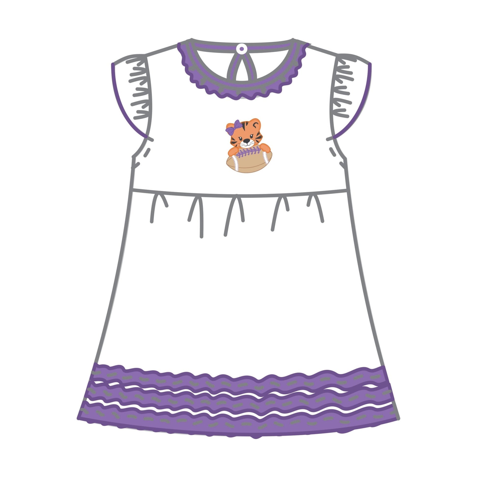 Tiger Pride Applique Dress - Purple - Magnolia BabyDress