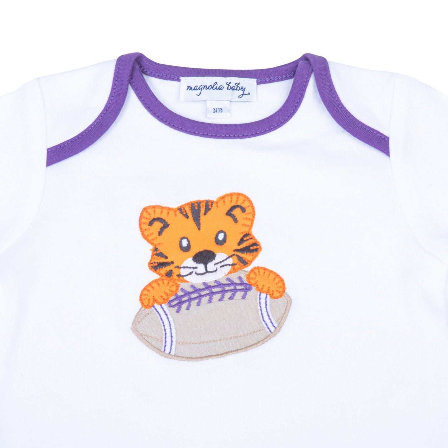 Tiger Pride Applique Footie - Purple - Magnolia BabyFootie