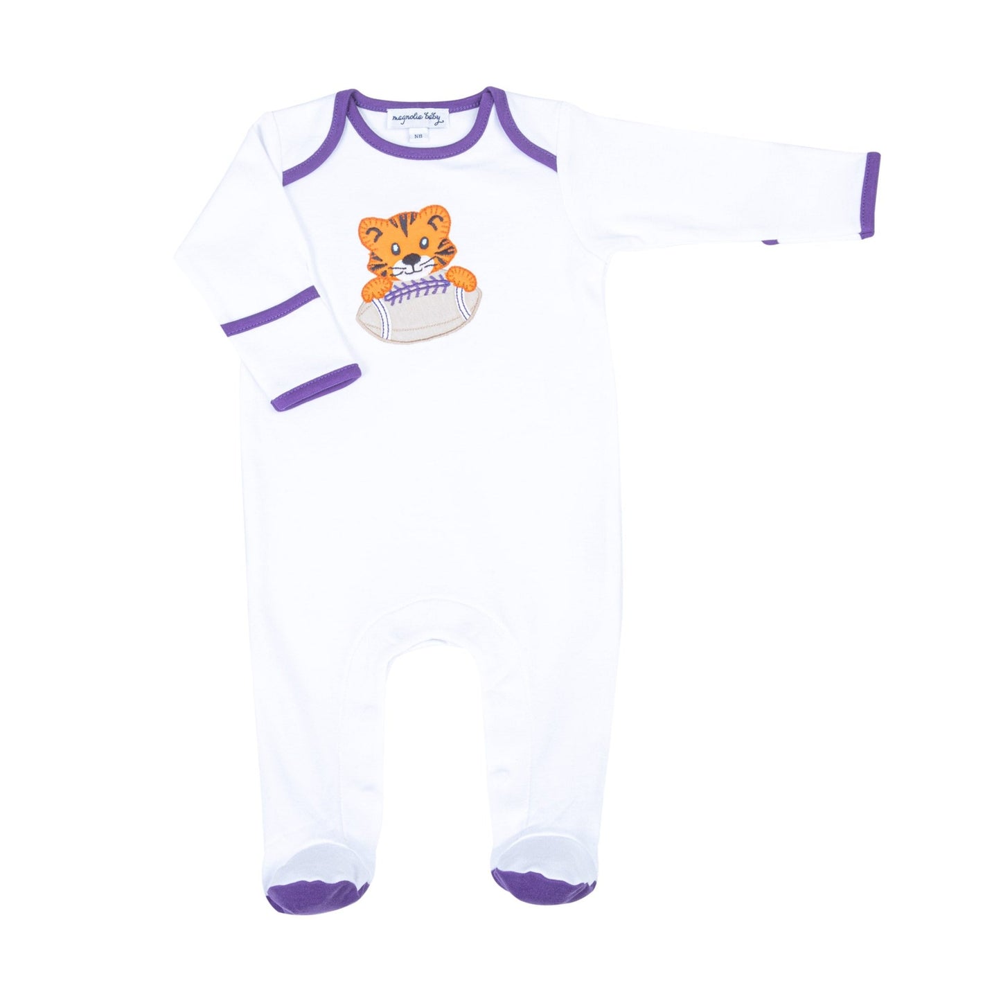 Tiger Pride Applique Footie - Purple - Magnolia BabyFootie