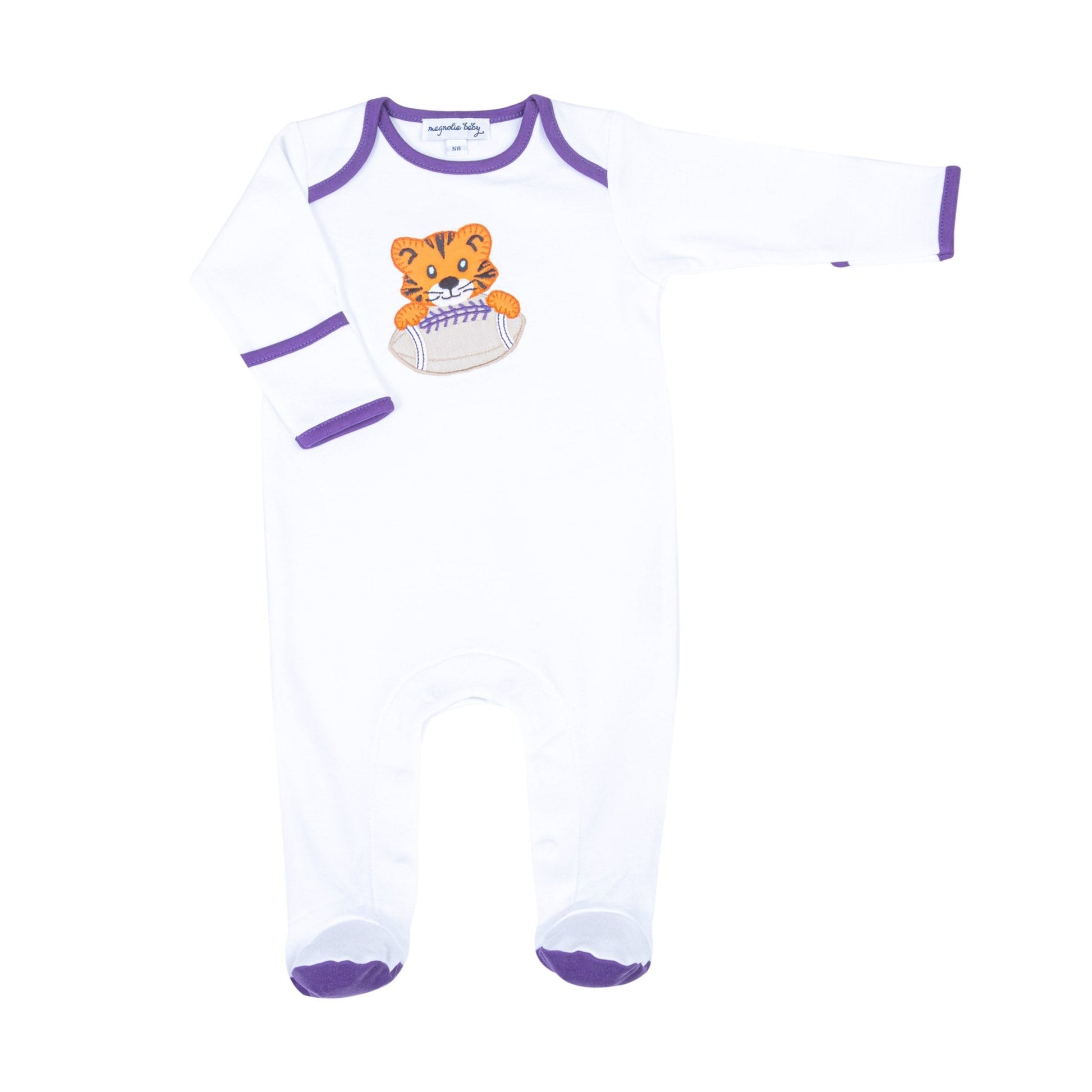 Tiger Pride Applique Footie - Purple - Magnolia BabyFootie