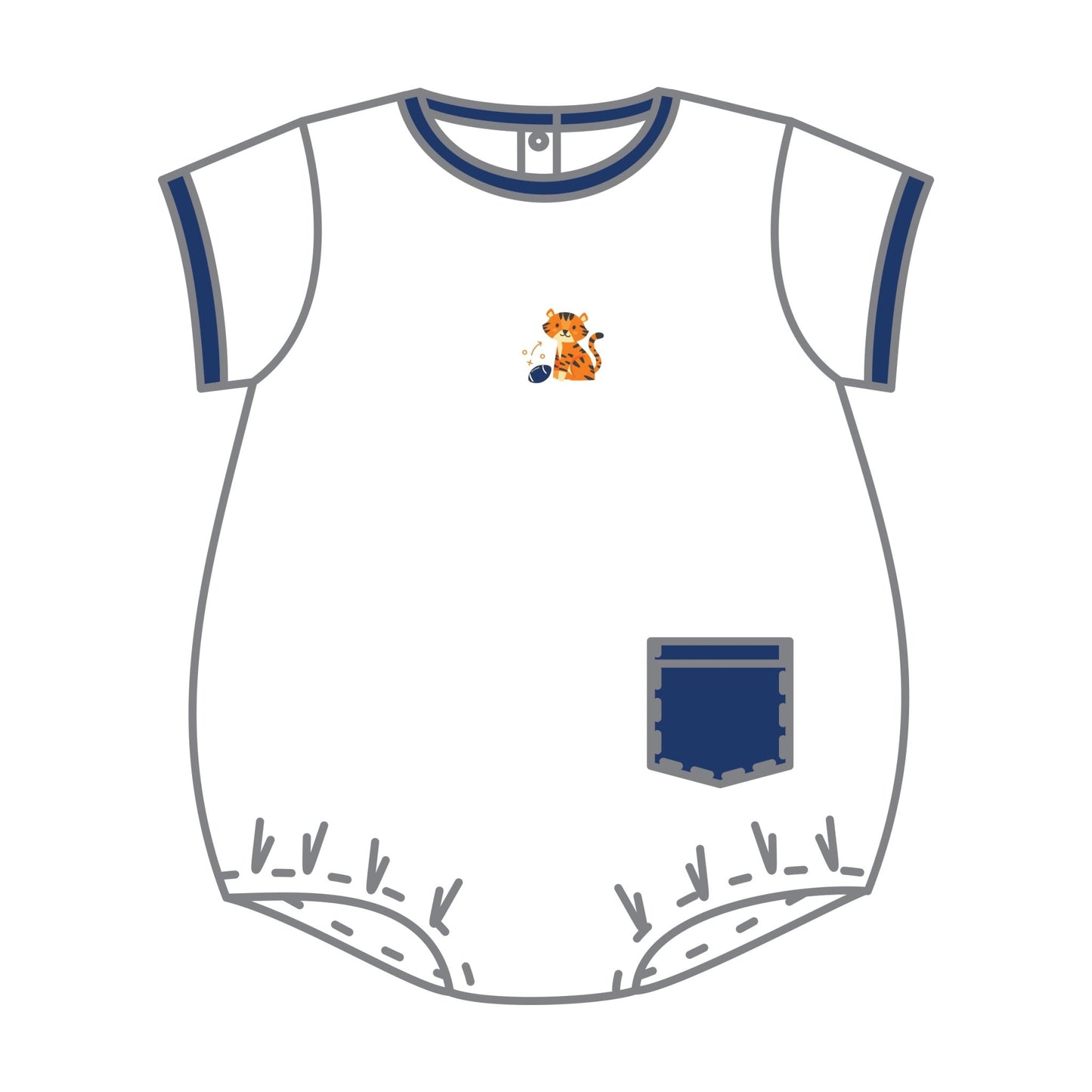 Tiger Pride Embroidered Boy Bubble - Navy Orange - Magnolia BabyBubble