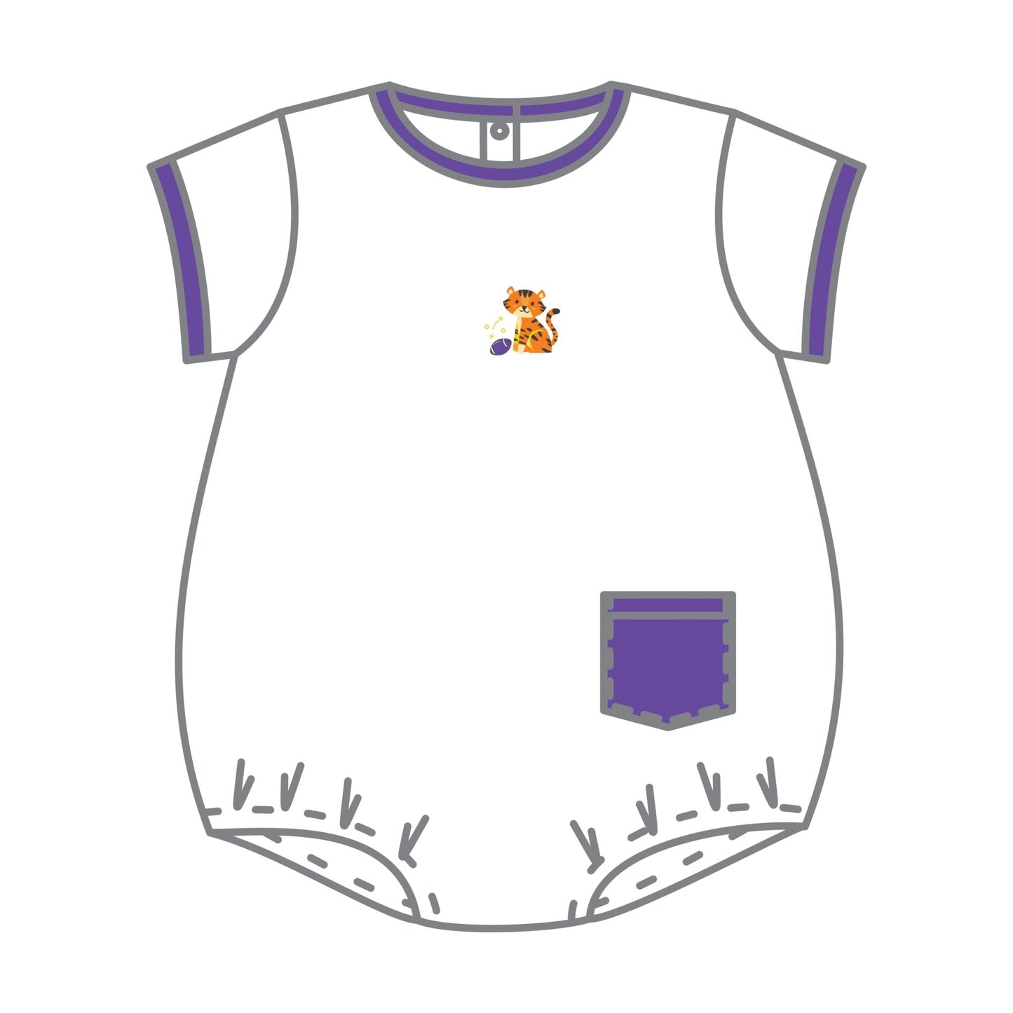 Tiger Pride Embroidered Boy Bubble - Purple Gold - Magnolia BabyBubble