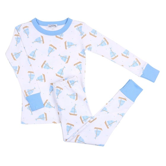 Tiny Sailboat Long Pajama - Blue - Magnolia BabyLong Pajamas