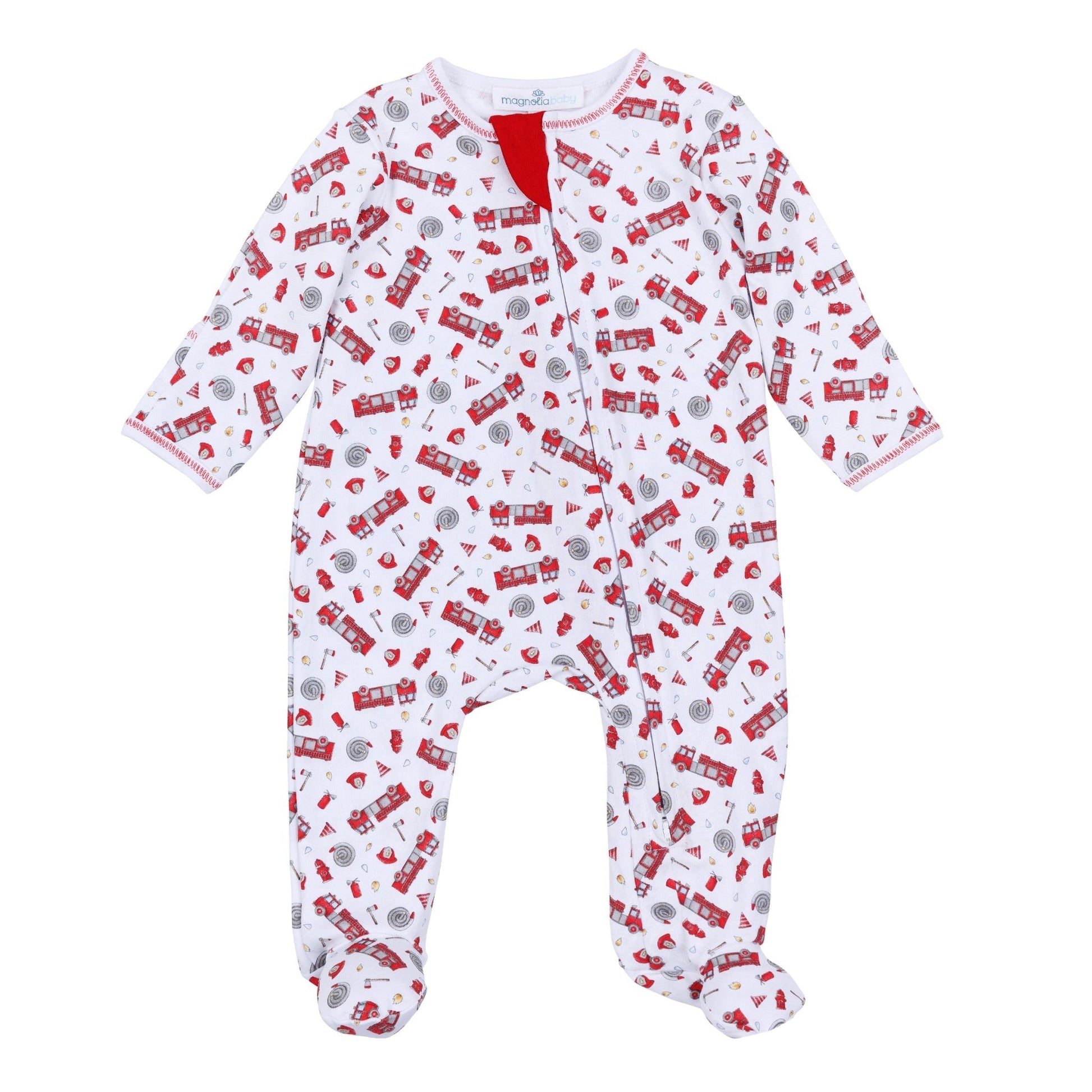 To the Rescue Print Zip Footie - Magnolia BabyFootie