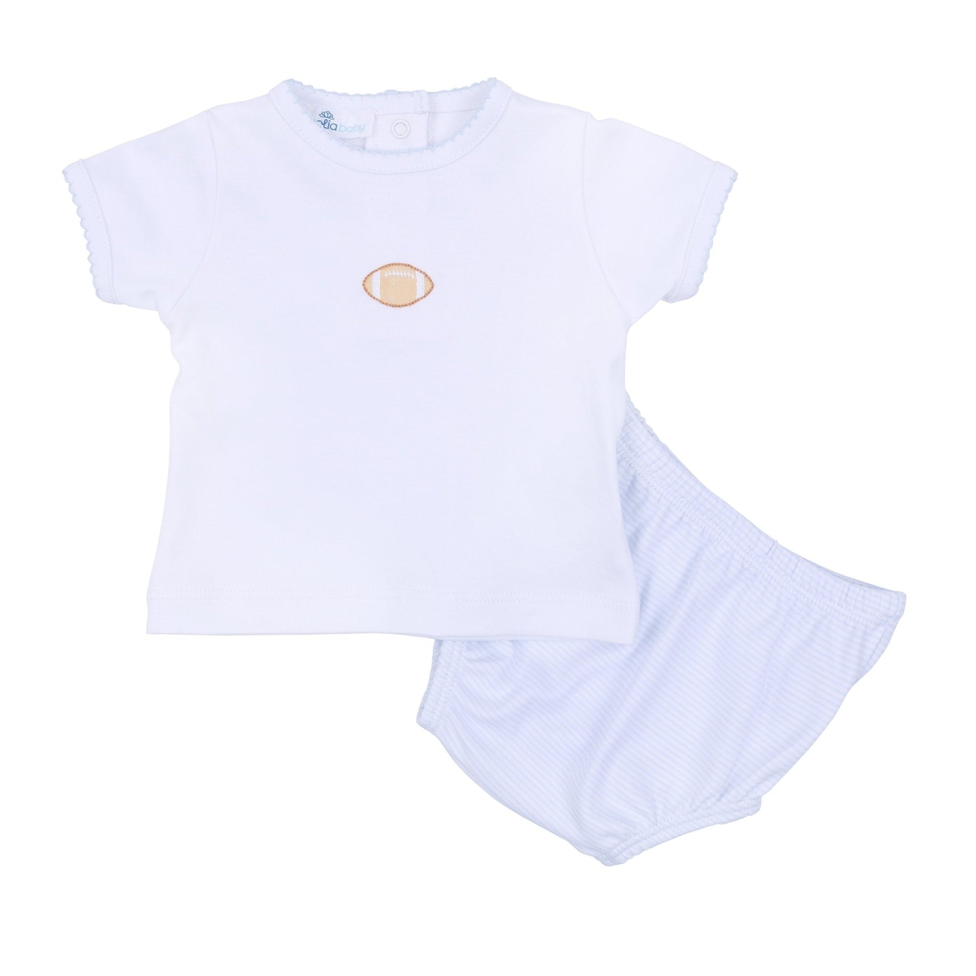 Touchdown Cutie Embroidered Diaper Conver Set - Light Blue - Magnolia BabyDiaper Cover