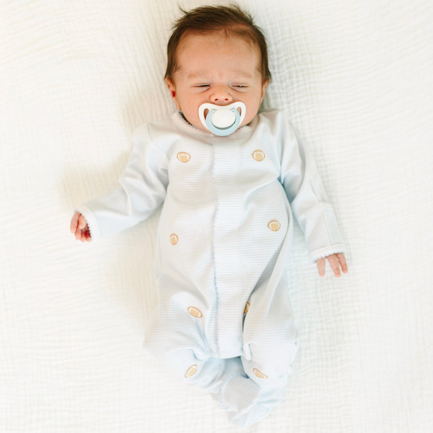 Touchdown Cutie Embroidered Footie - Light Blue - Magnolia BabyFootie