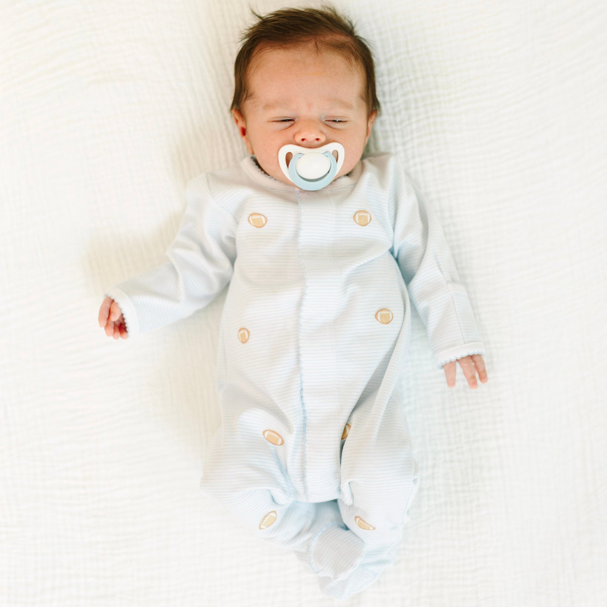Touchdown Cutie Embroidered Footie - Light Blue - Magnolia BabyFootie
