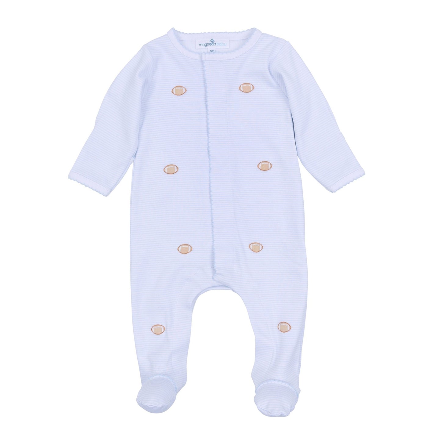 Touchdown Cutie Embroidered Footie - Light Blue - Magnolia BabyFootie