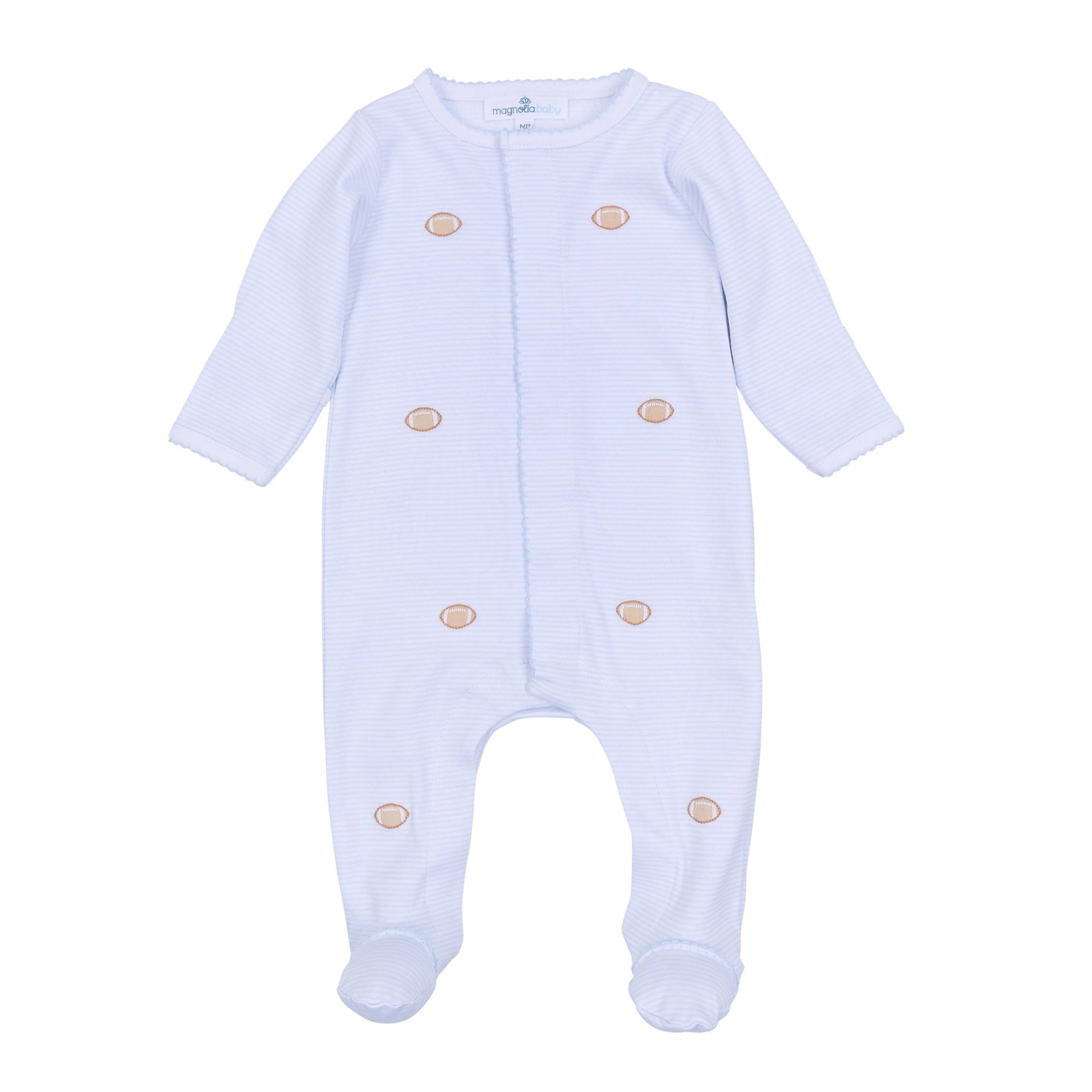 Touchdown Cutie Embroidered Footie - Light Blue - Magnolia BabyFootie