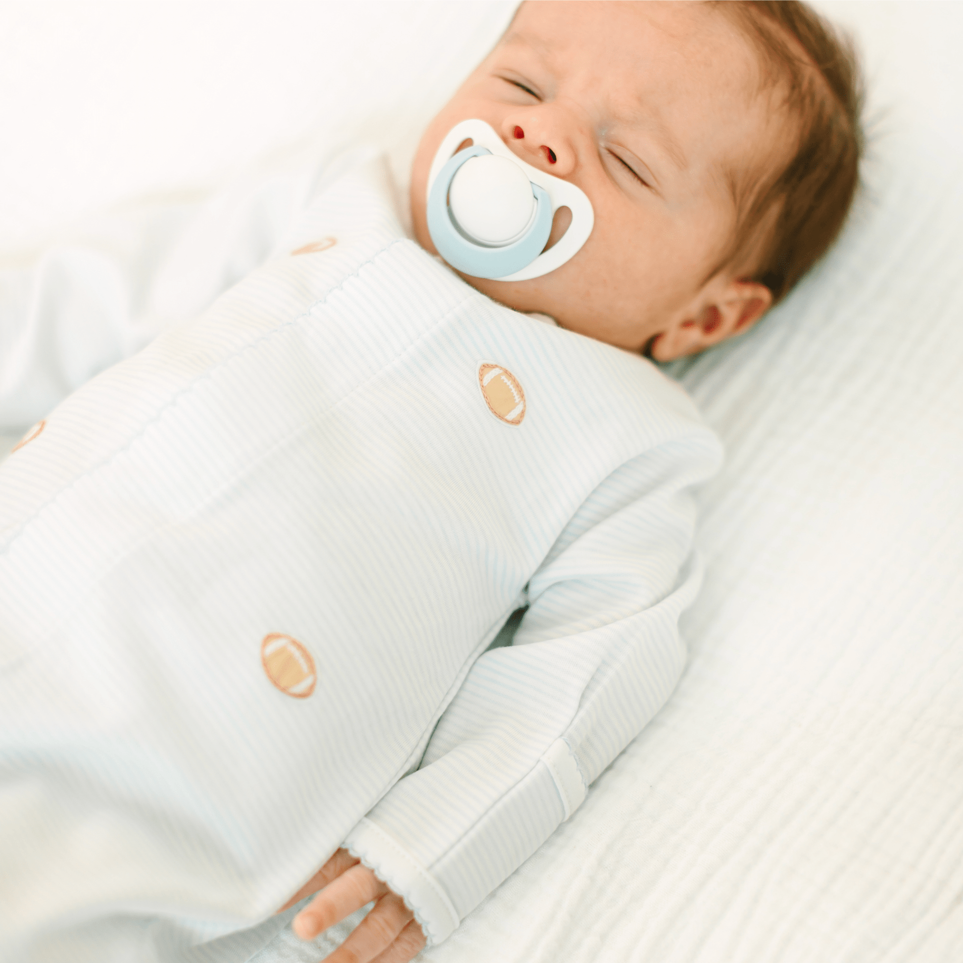 Touchdown Cutie Embroidered Footie - Light Blue - Magnolia BabyFootie