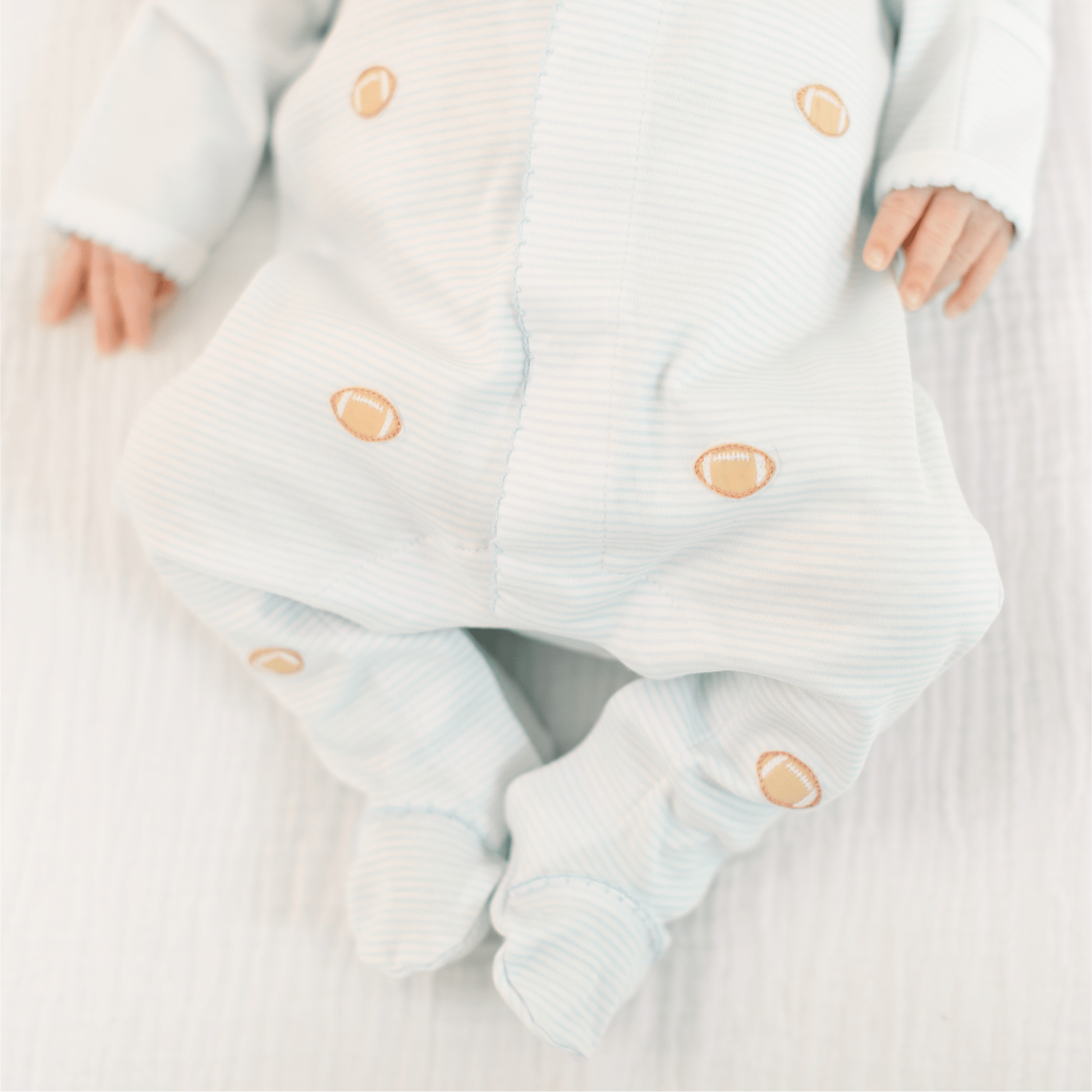 Touchdown Cutie Embroidered Footie - Light Blue - Magnolia BabyFootie