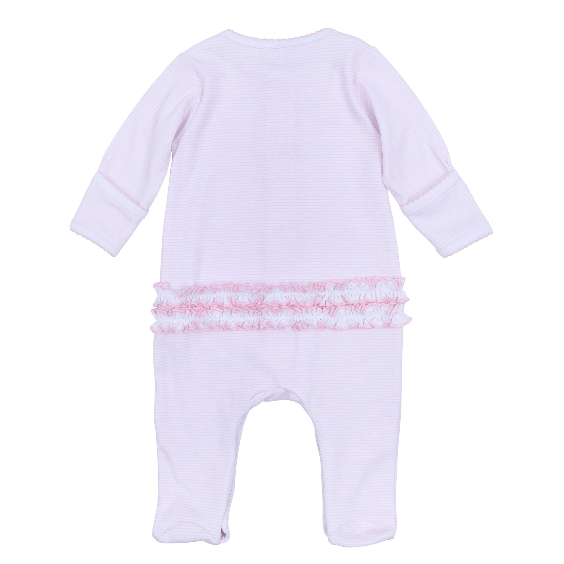 Touchdown Cutie Embroidered Ruffle Footie - Pink - Magnolia BabyFootie