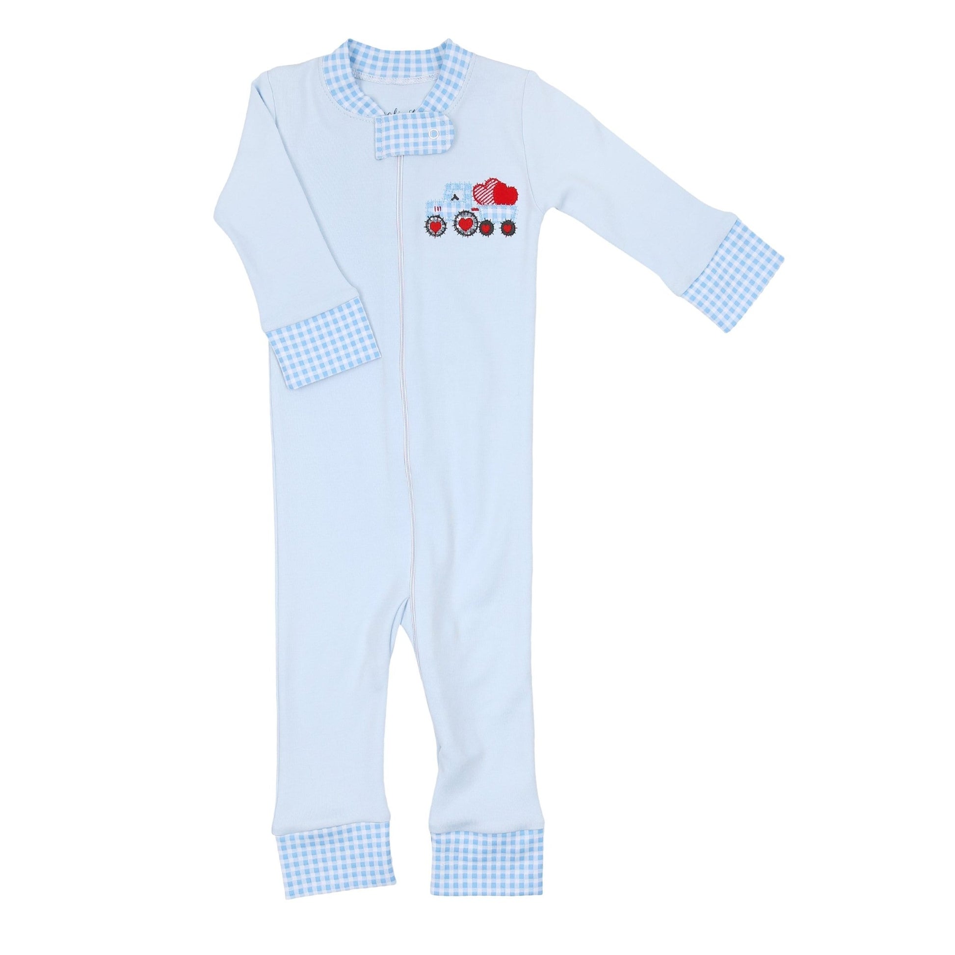 Tractor - Full of Love Applique Zip Pajamas - Magnolia BabyZipper Pajamas
