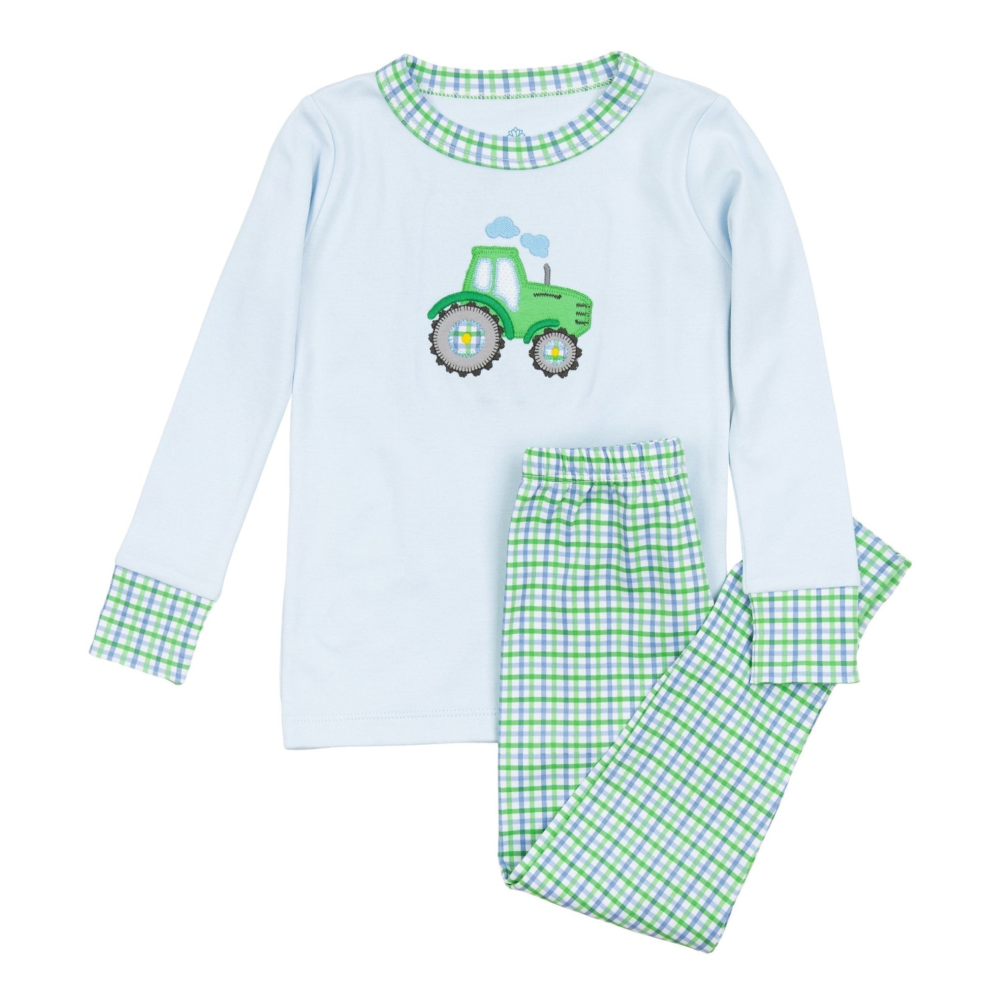 Tractor Tales Applique Long Pajamas - Magnolia BabyLong Pajamas