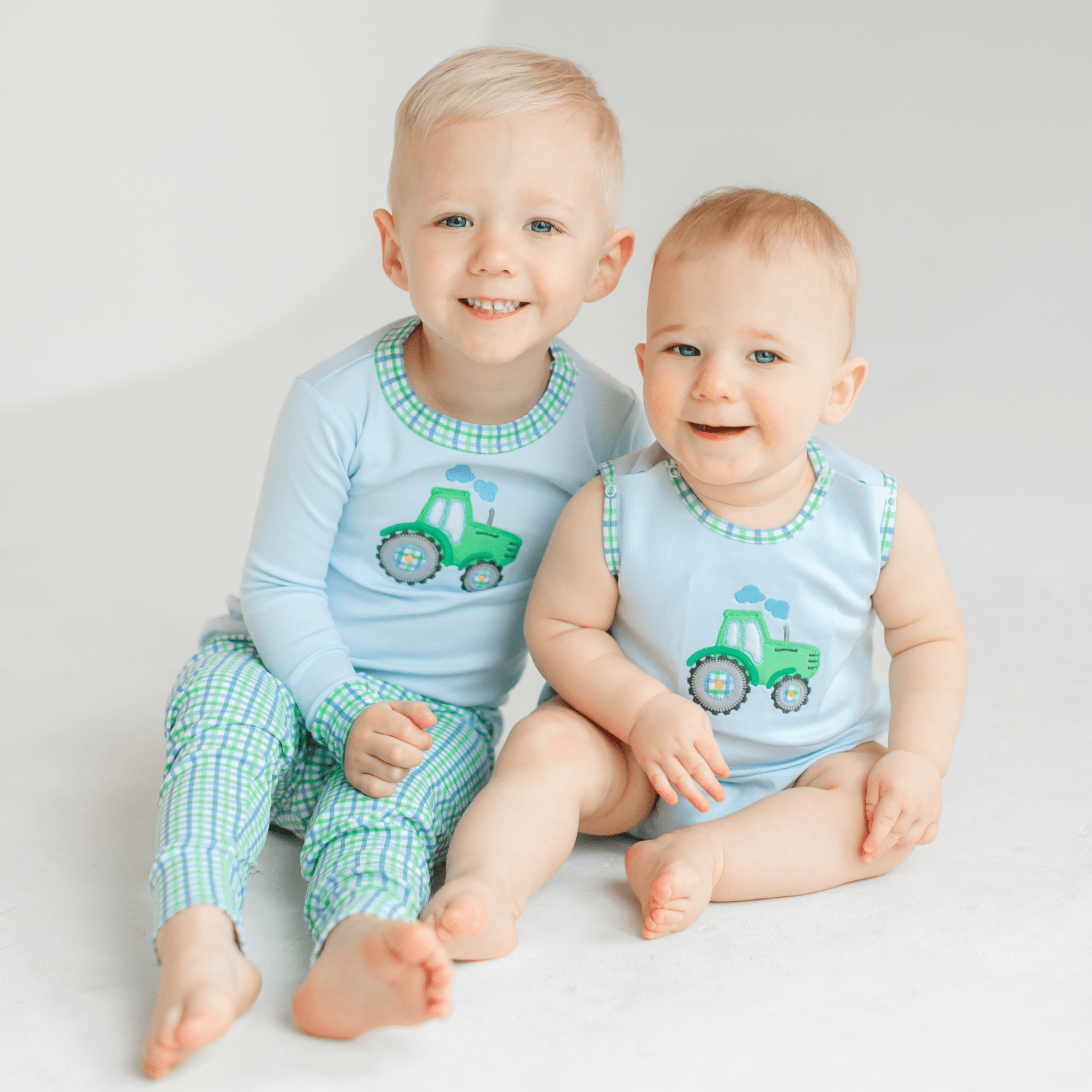 Tractor Tales Applique Long Pajamas - Magnolia BabyLong Pajamas