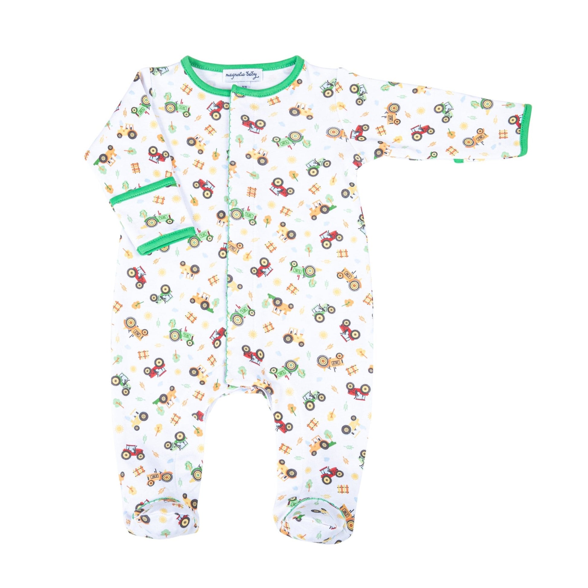 Tractor Time Print Footie - Magnolia BabyFootie