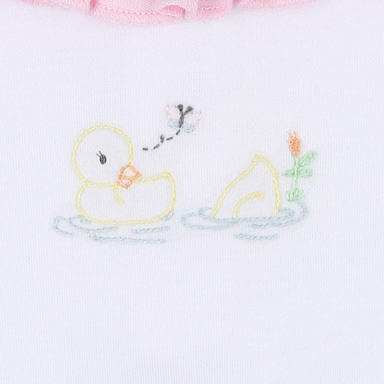 Vintage Duckies Pink Embroidered Footie - Magnolia BabyFootie