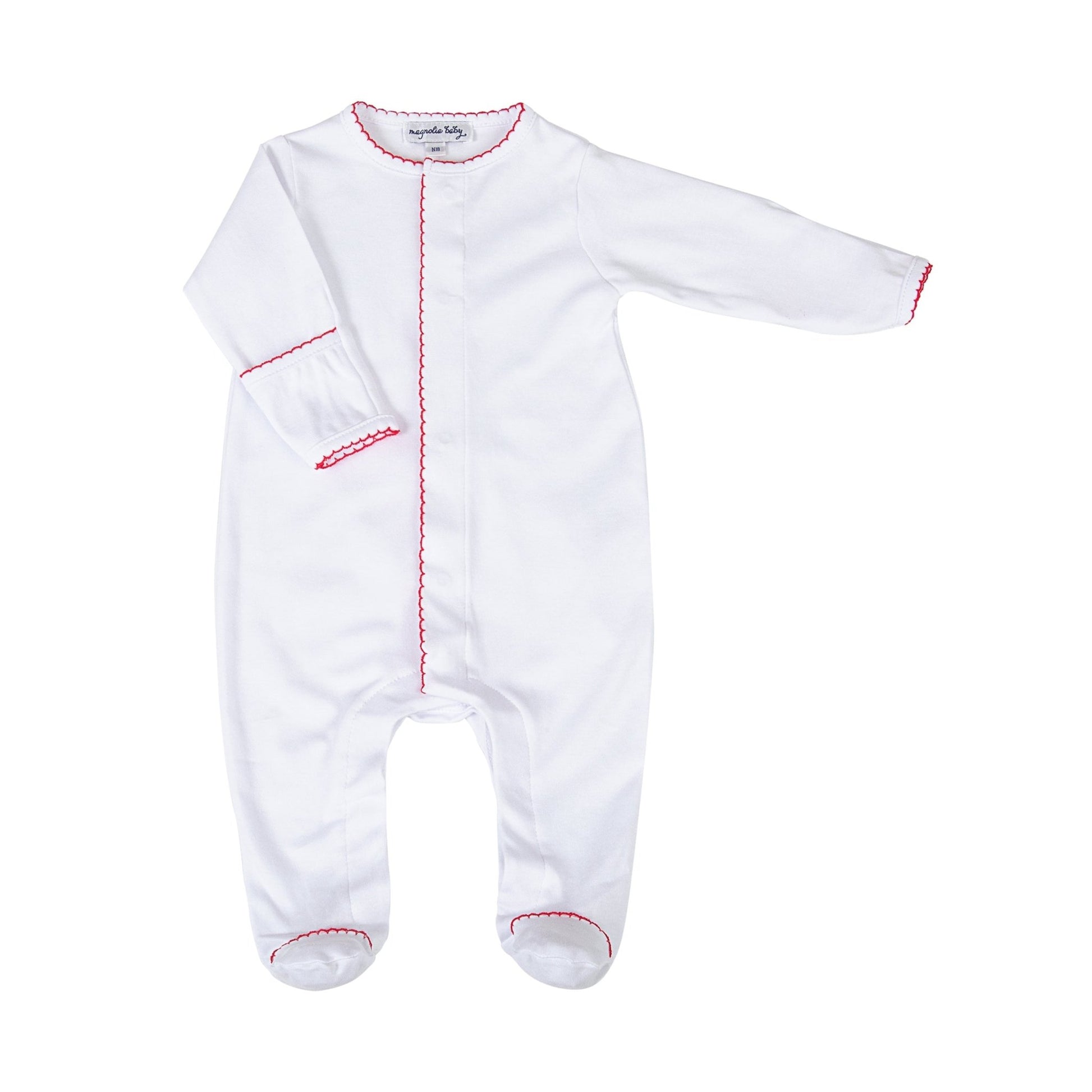White and Red Basics Footie - Magnolia BabyFootie