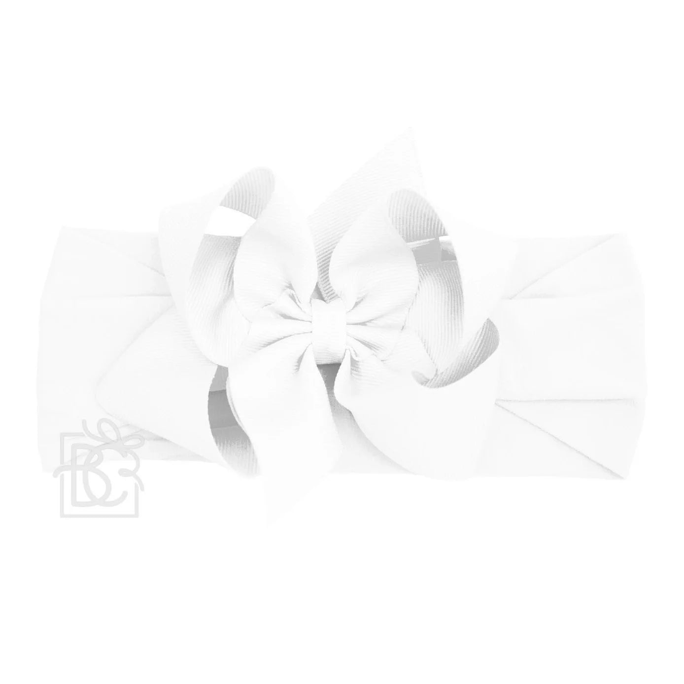 Wide Headband with 4.5" Signature Grosgrain Bow - White - Magnolia BabyHeadband
