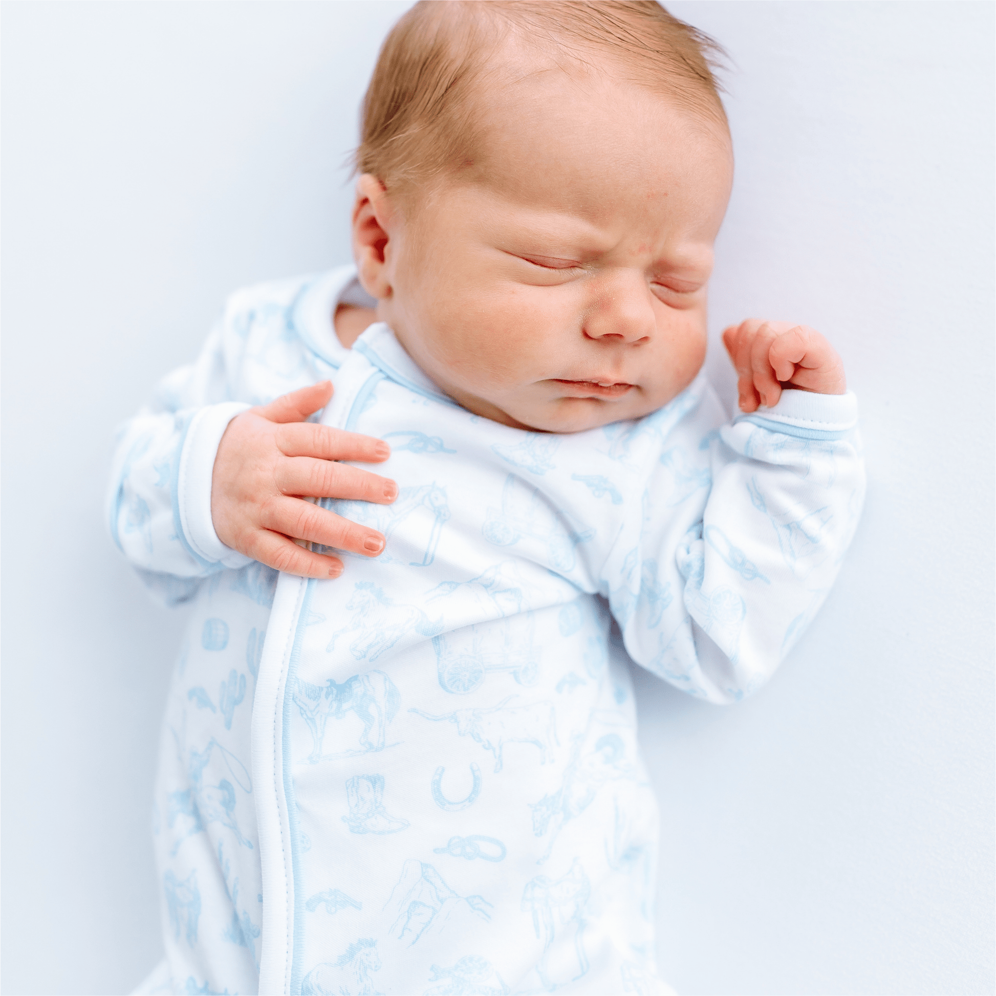 Wild West Toile Footie - Light Blue - Magnolia BabyFootie