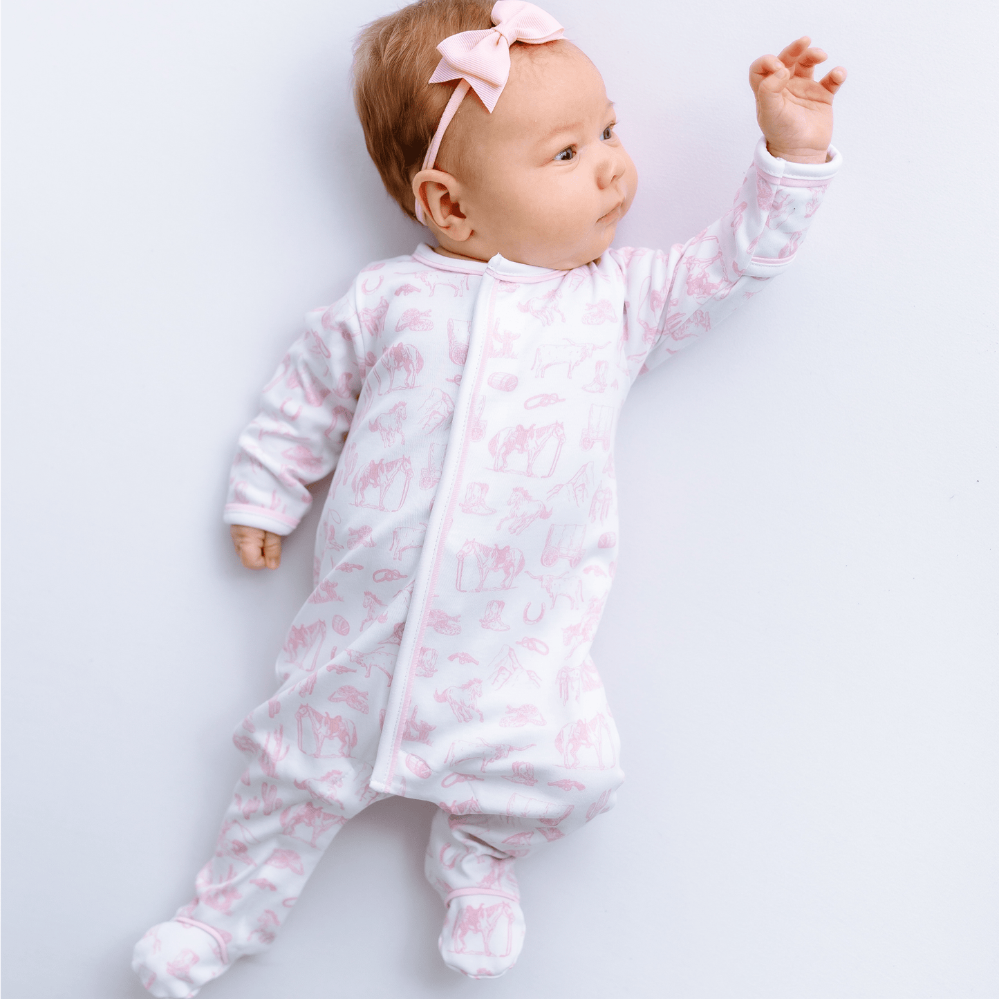 Wild West Toile Footie - Pink - Magnolia BabyFootie