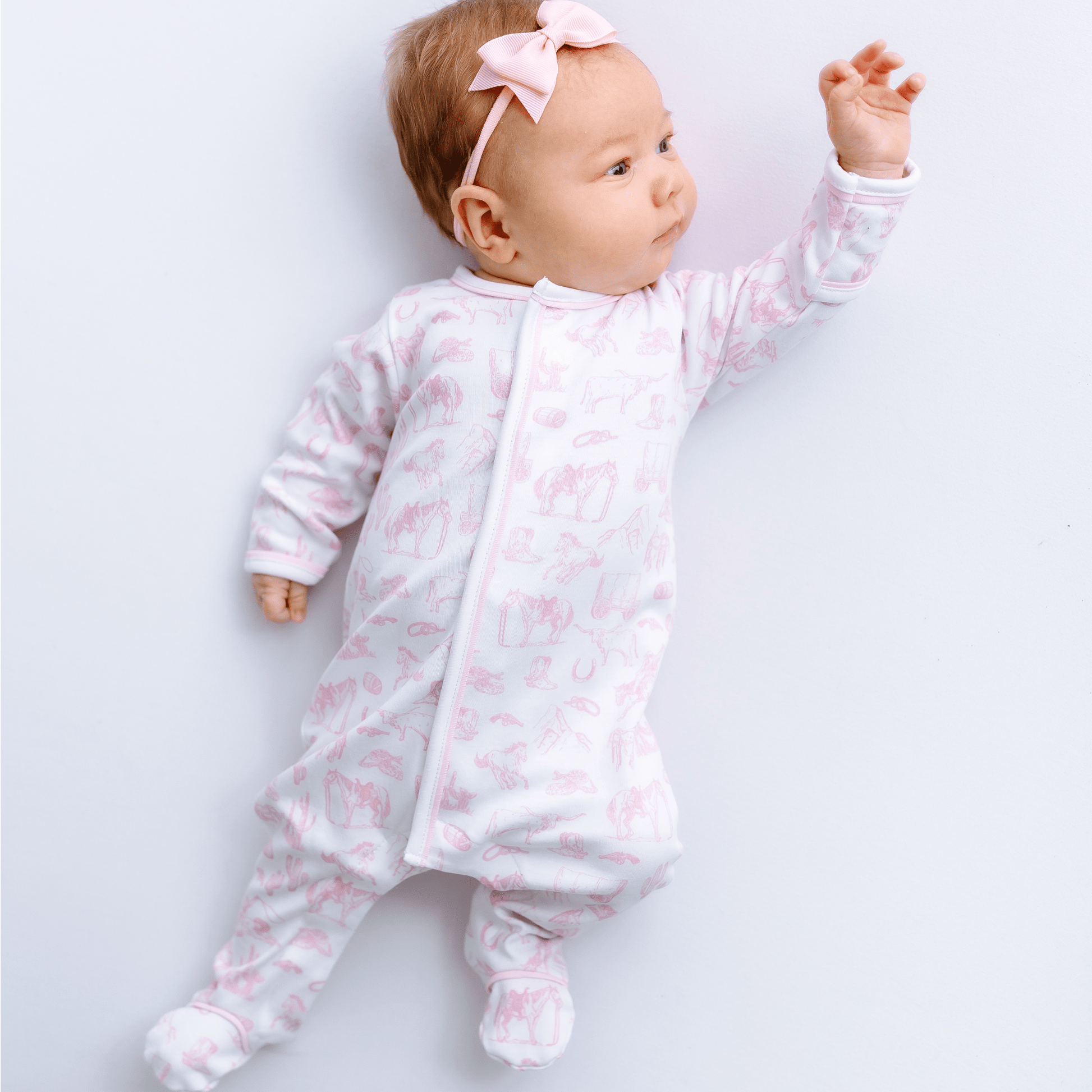 Wild West Toile Footie - Pink - Magnolia BabyFootie