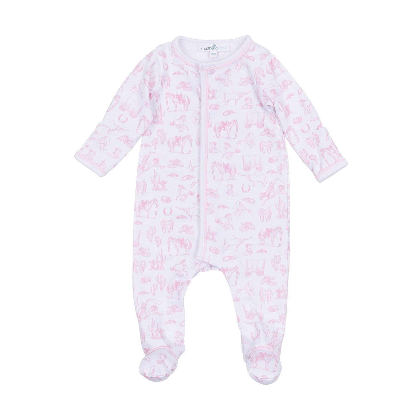 Wild West Toile Footie - Pink - Magnolia BabyFootie