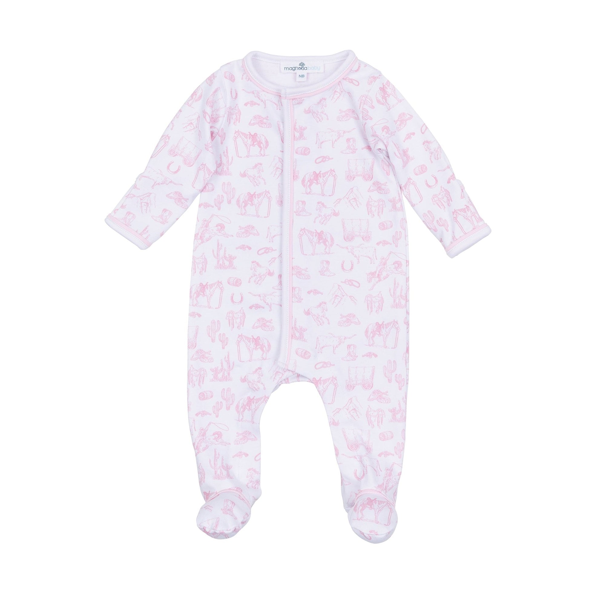 Wild West Toile Footie - Pink - Magnolia BabyFootie