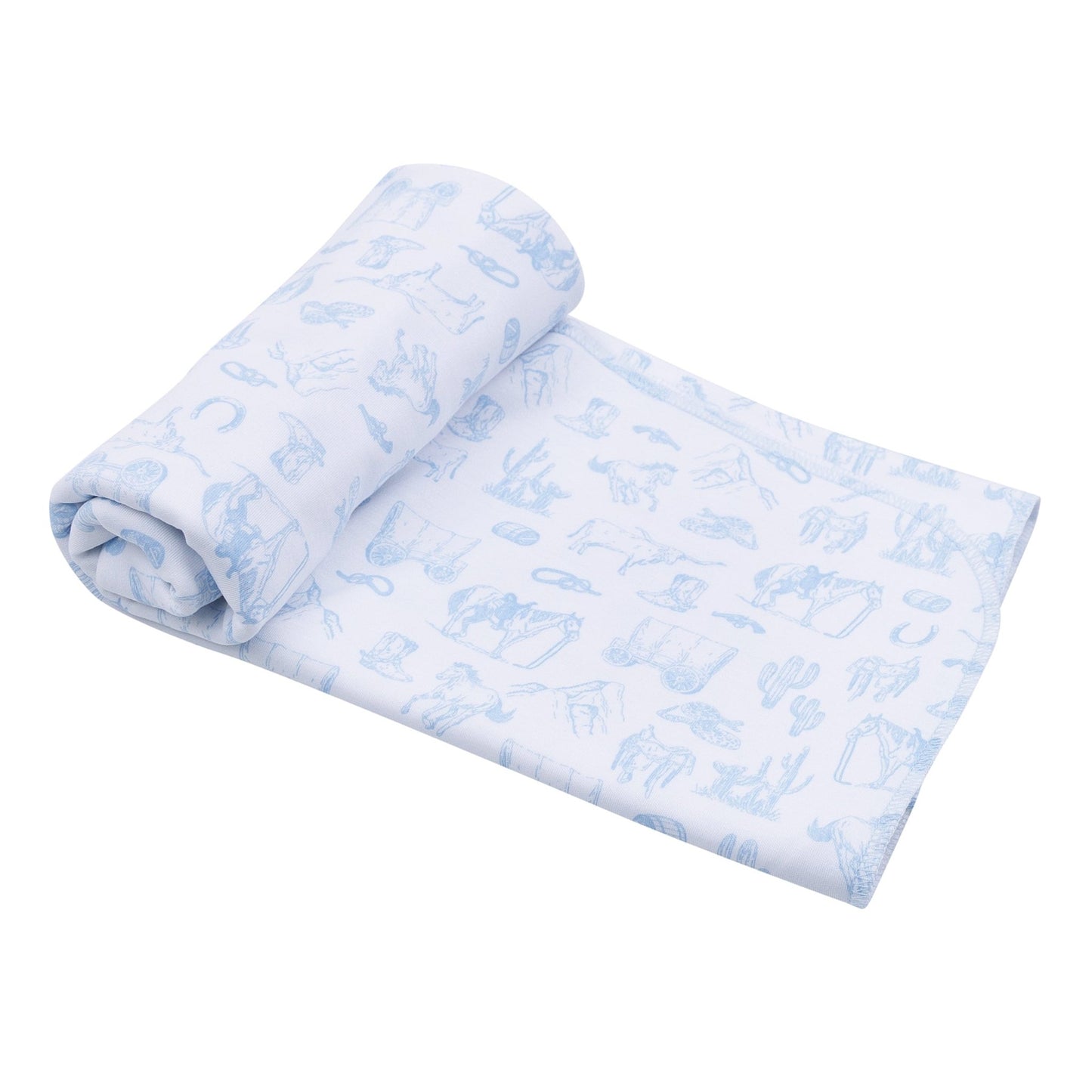 Wild West Toile Swaddle Blanket - Light Blue - Magnolia BabySwaddle Blanket