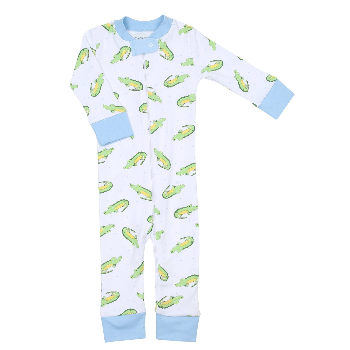 Alligator Friends Blue Zip Pajamas - Magnolia BabyZipper Pajamas