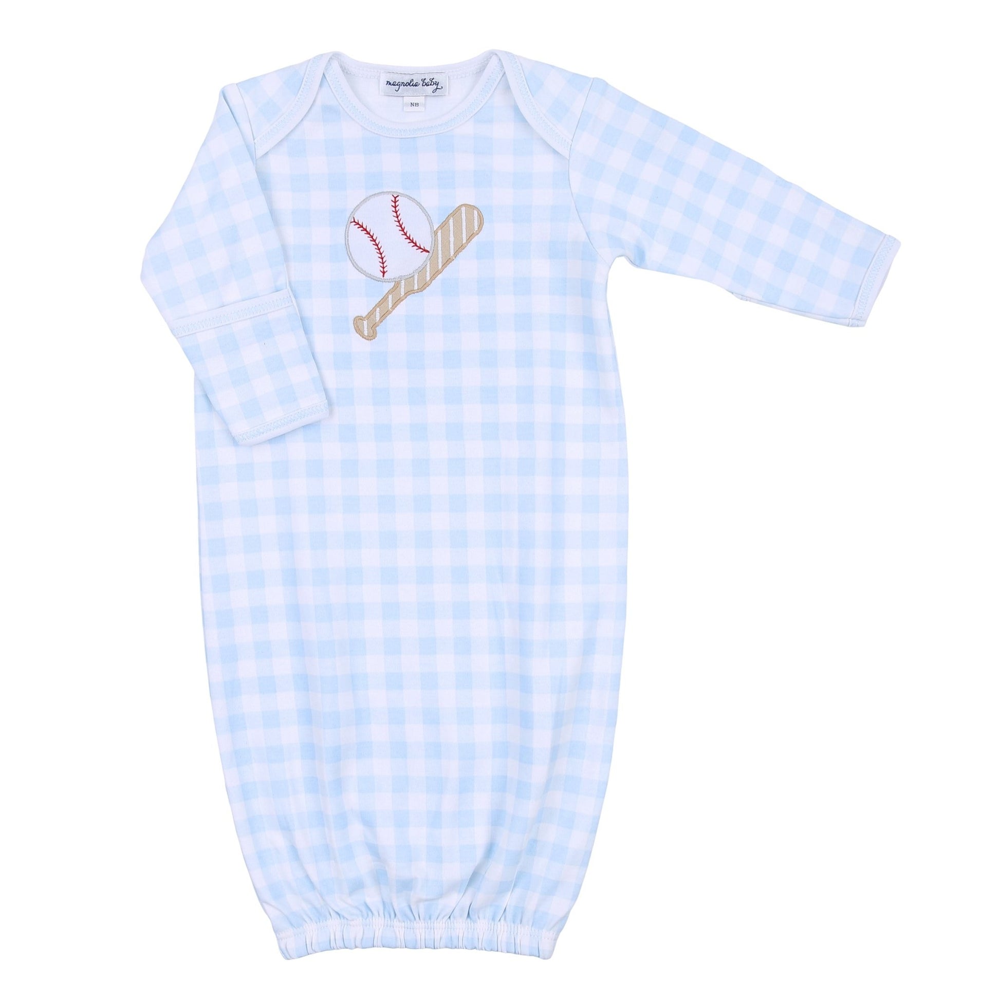 Batter Up Applique Blue Lap Gown - Magnolia BabyGown