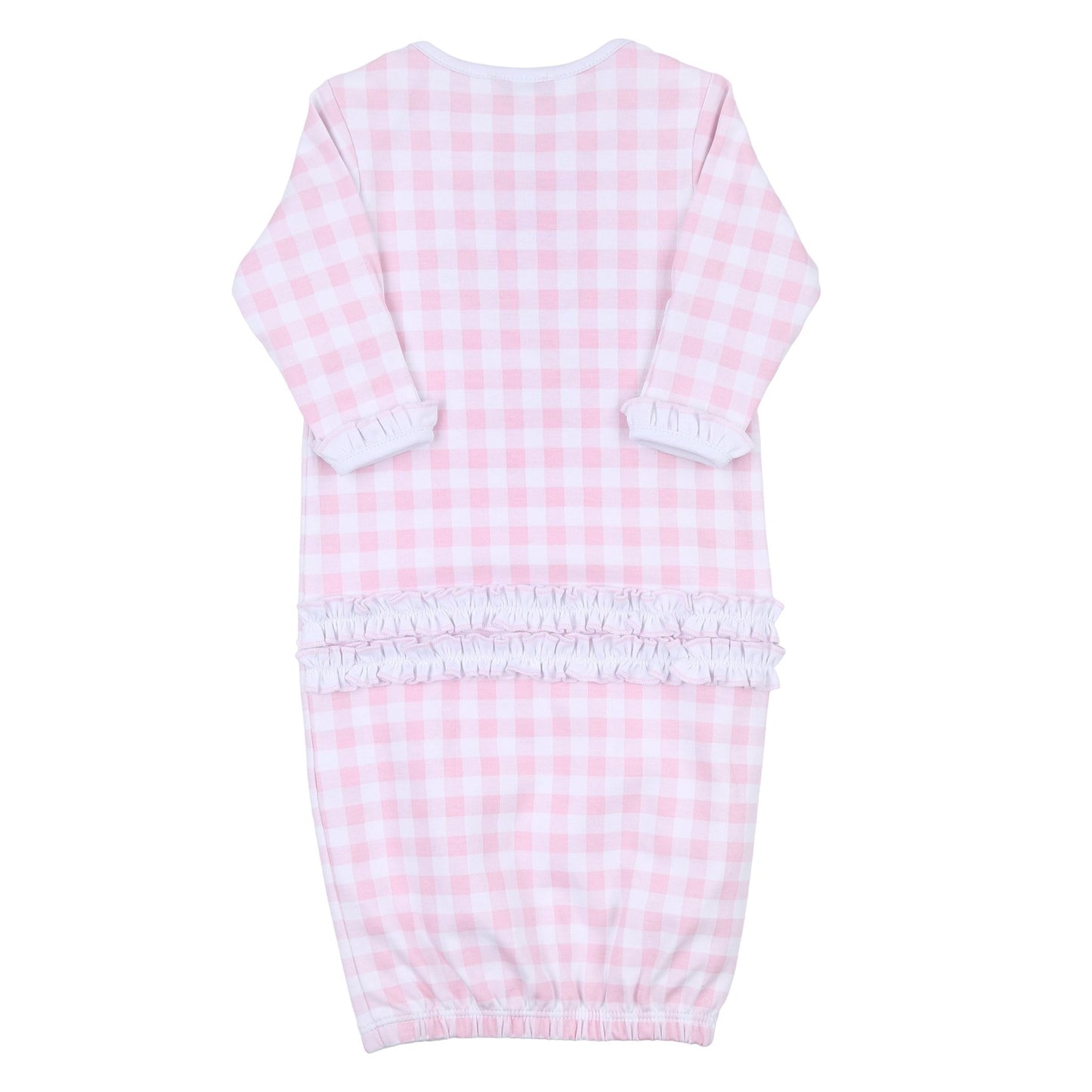 Batter Up Applique Pink Ruffle Lap Gown - Magnolia BabyGown