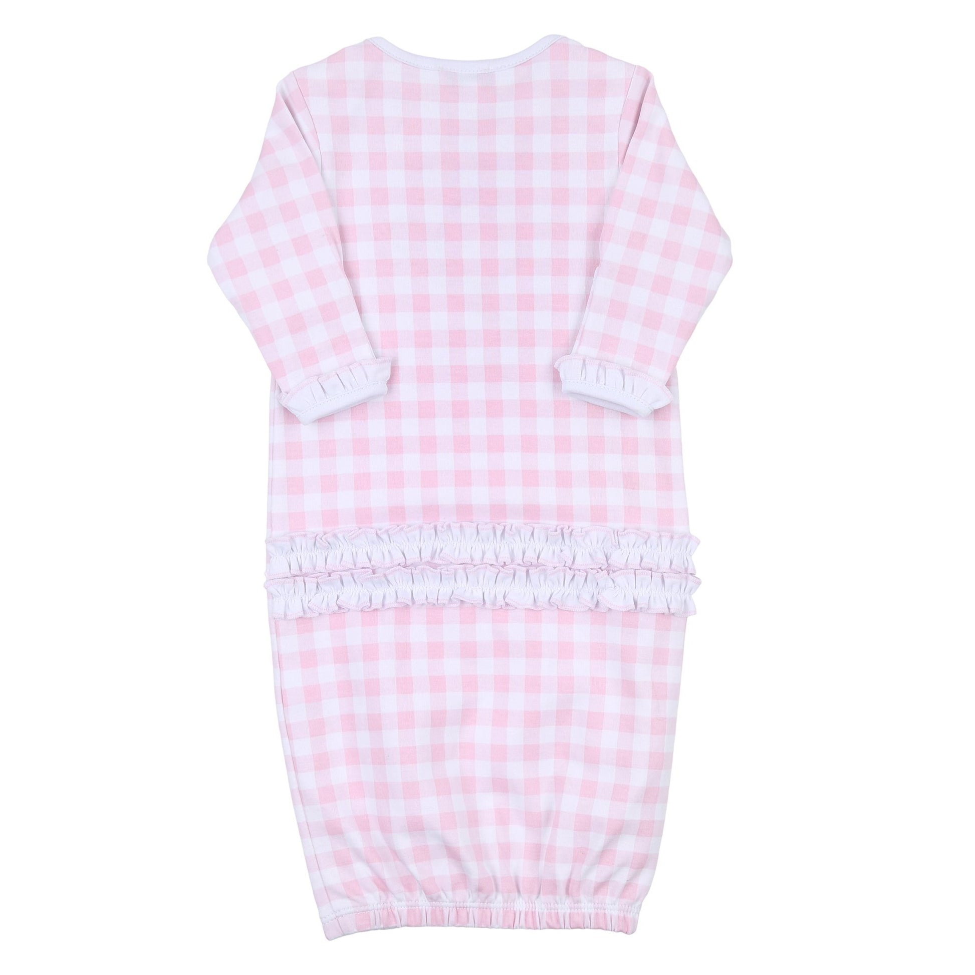 Batter Up Applique Pink Ruffle Lap Gown - Magnolia BabyGown