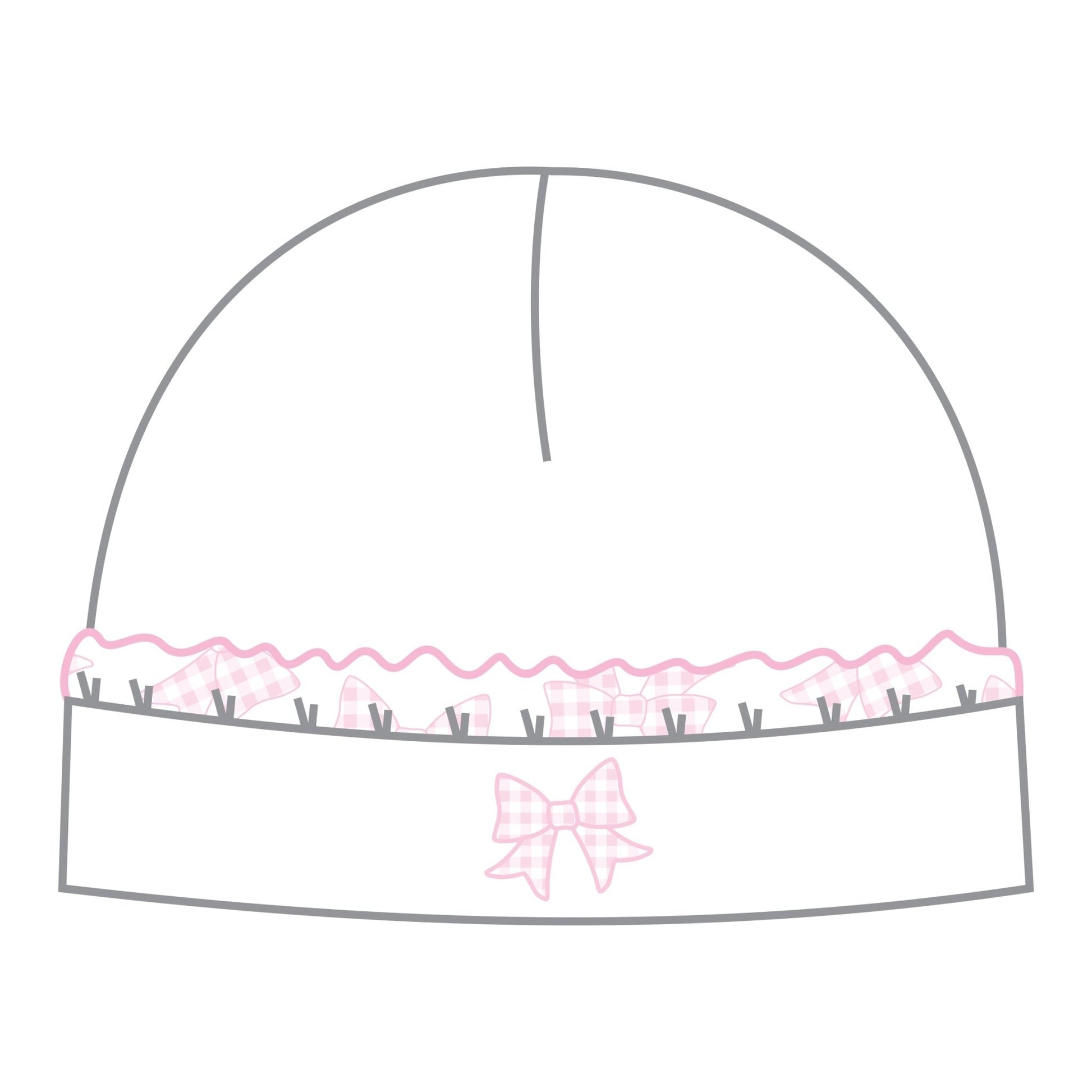 Gingham Bows Pink Embroidered Hat - Magnolia BabyHat