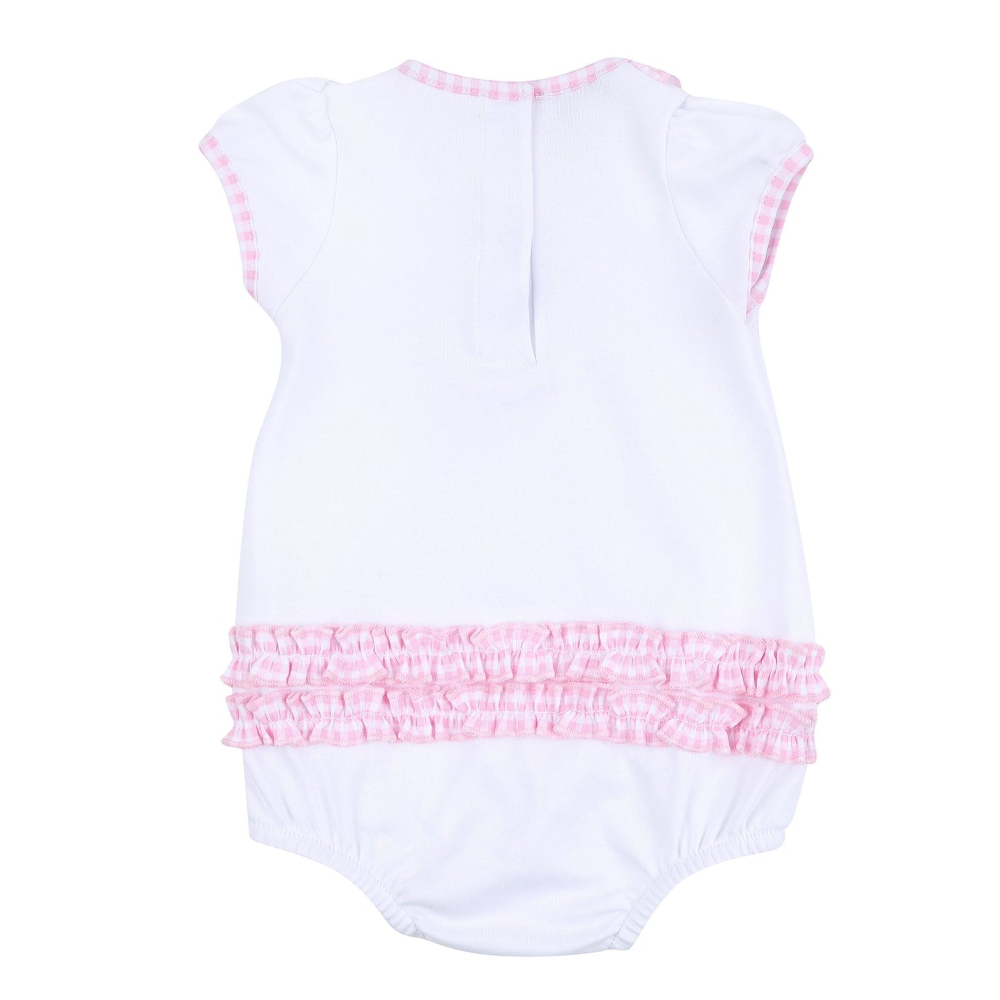 Sweet Pumpkin Pink Embroidered Ruffle Short Sleeve Bubble - Magnolia BabyBubble