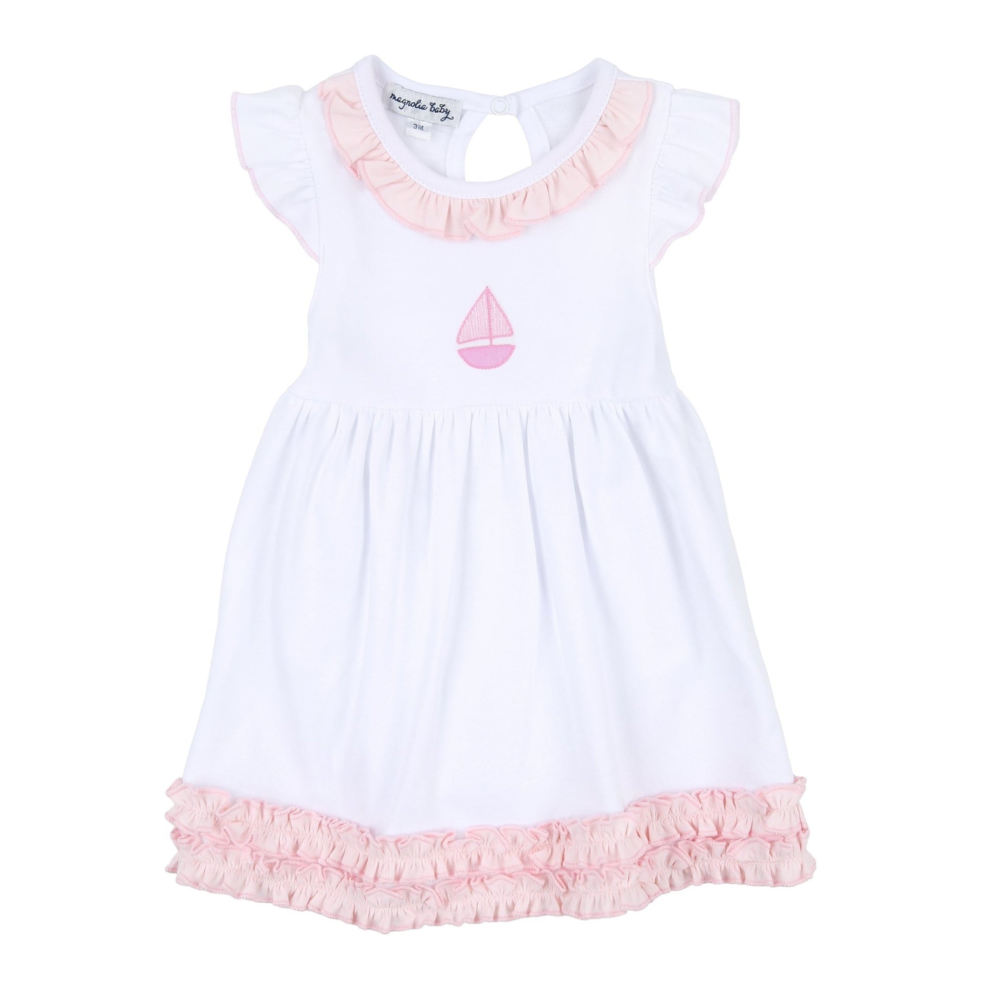 Sweet Sailing Pink Embroidered Flutters Dress - Magnolia BabyDress