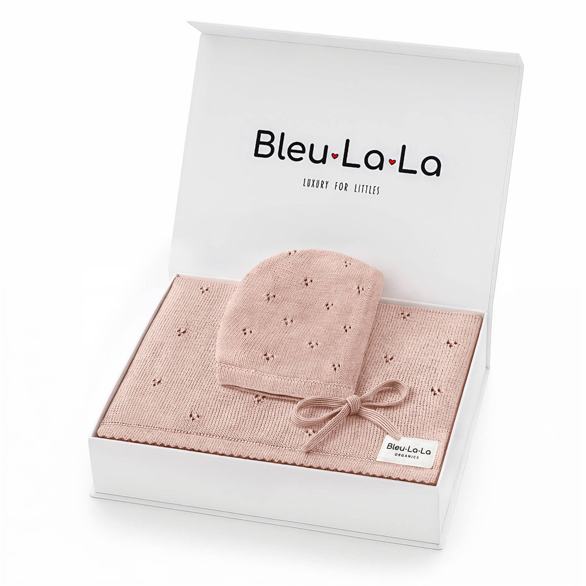 Organic Cotton Blanket + Bonnet Gift Set - Ballet Slipper Pink